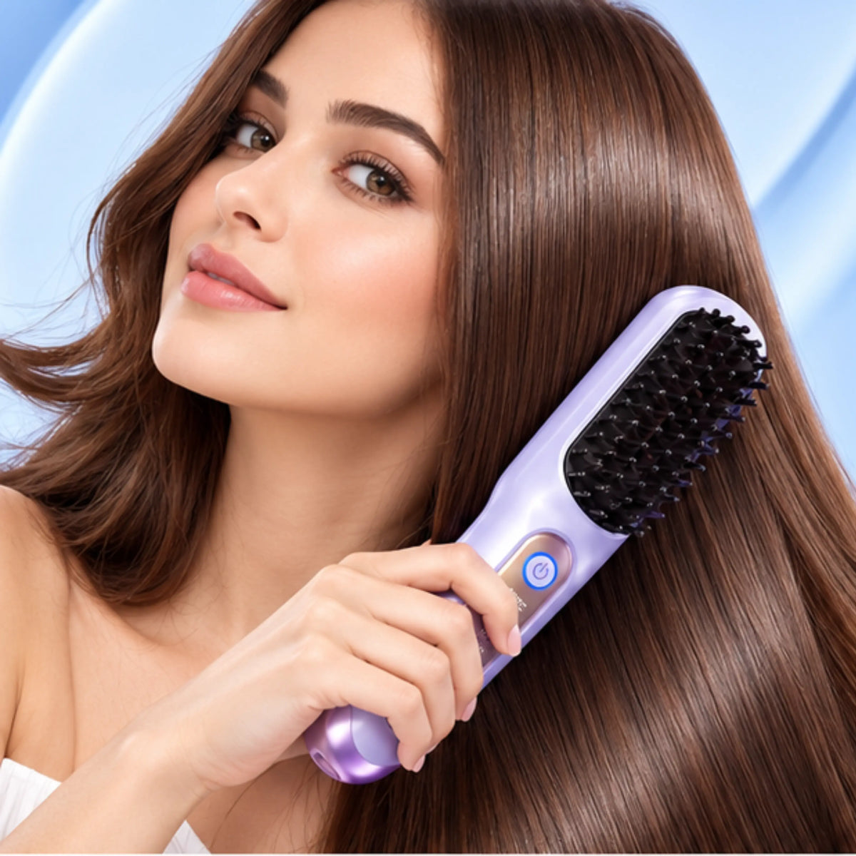 Cordless Hair Straightener Brush – 2600mAh