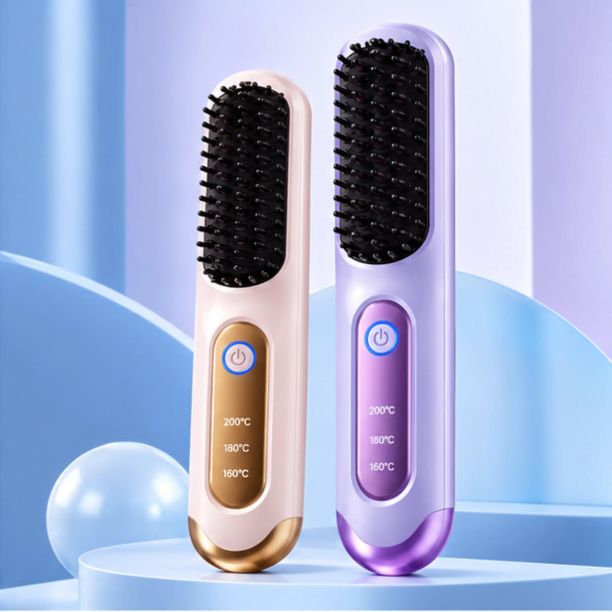Cordless Hair Straightener Brush – 2600mAh
