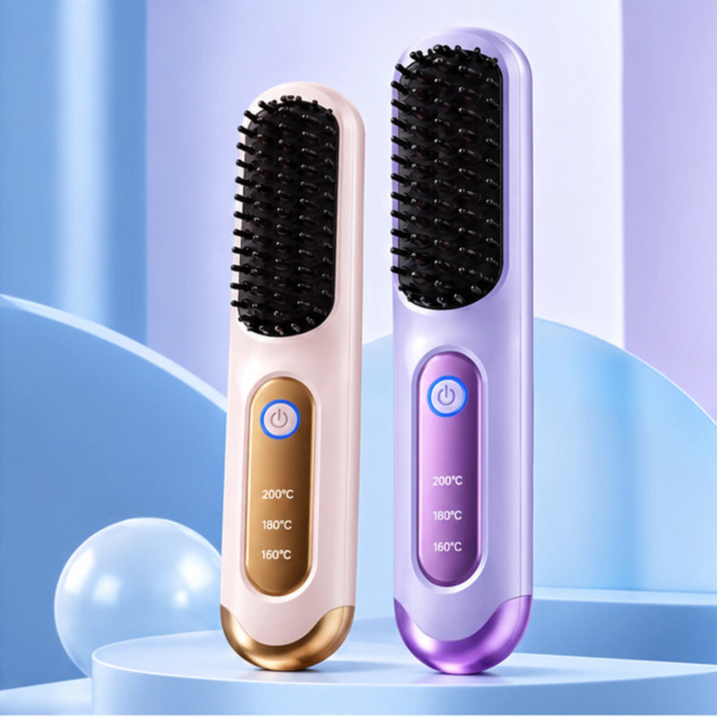 Cordless Hair Straightener Brush – 2600mAh