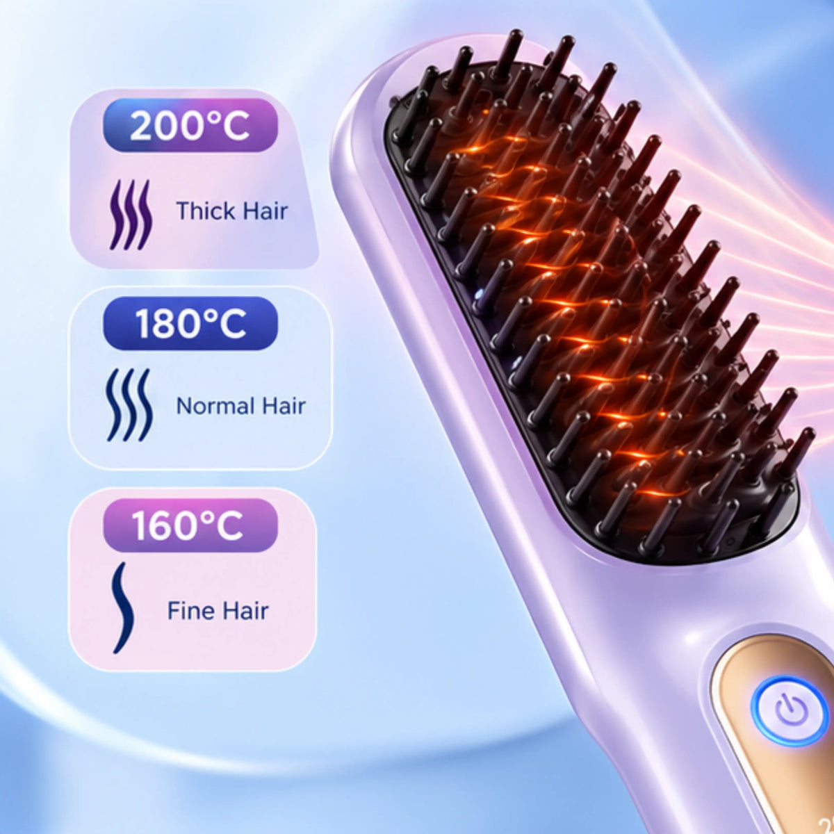 Cordless Hair Straightener Brush – 2600mAh