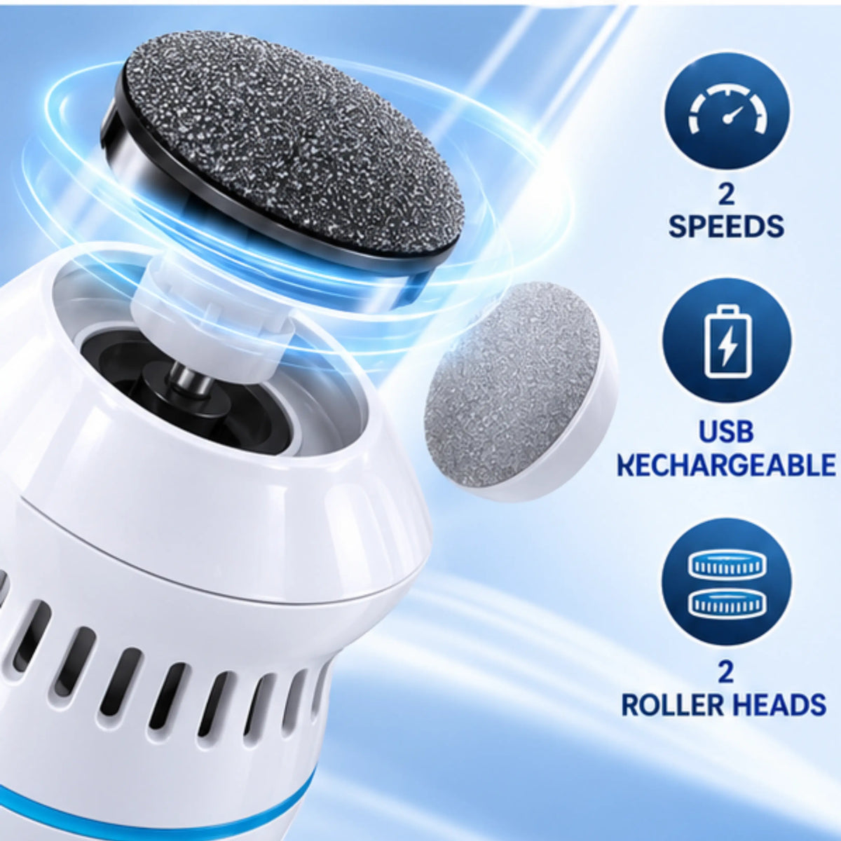 Electric Callus Remover – 2 Speeds, LED Indicator, USB 5V