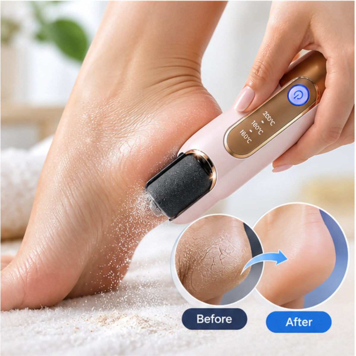 Electric Pedicure Foot File – 2 Speeds, 2 Rollers, Rechargeable