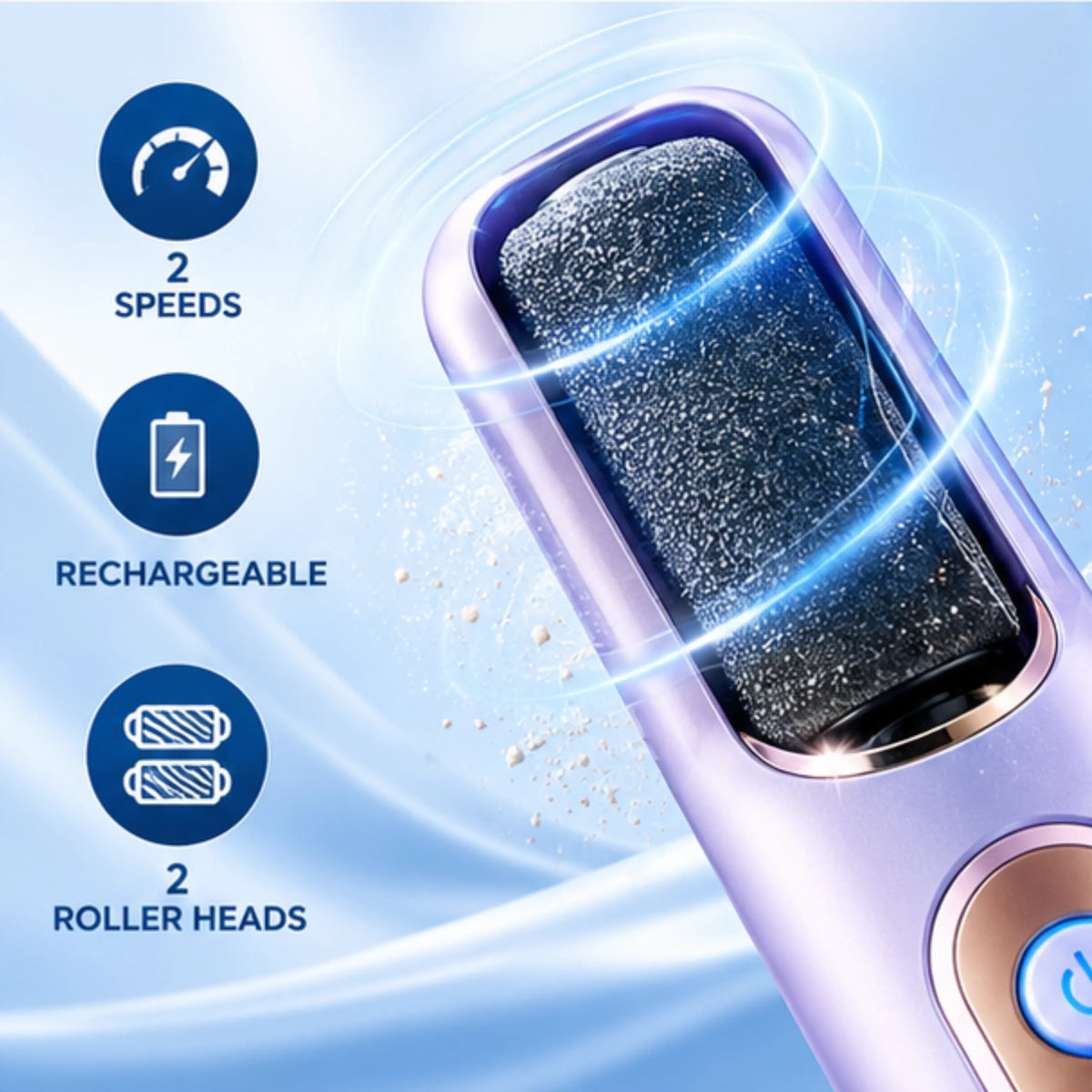 Electric Pedicure Foot File – 2 Speeds, 2 Rollers, Rechargeable