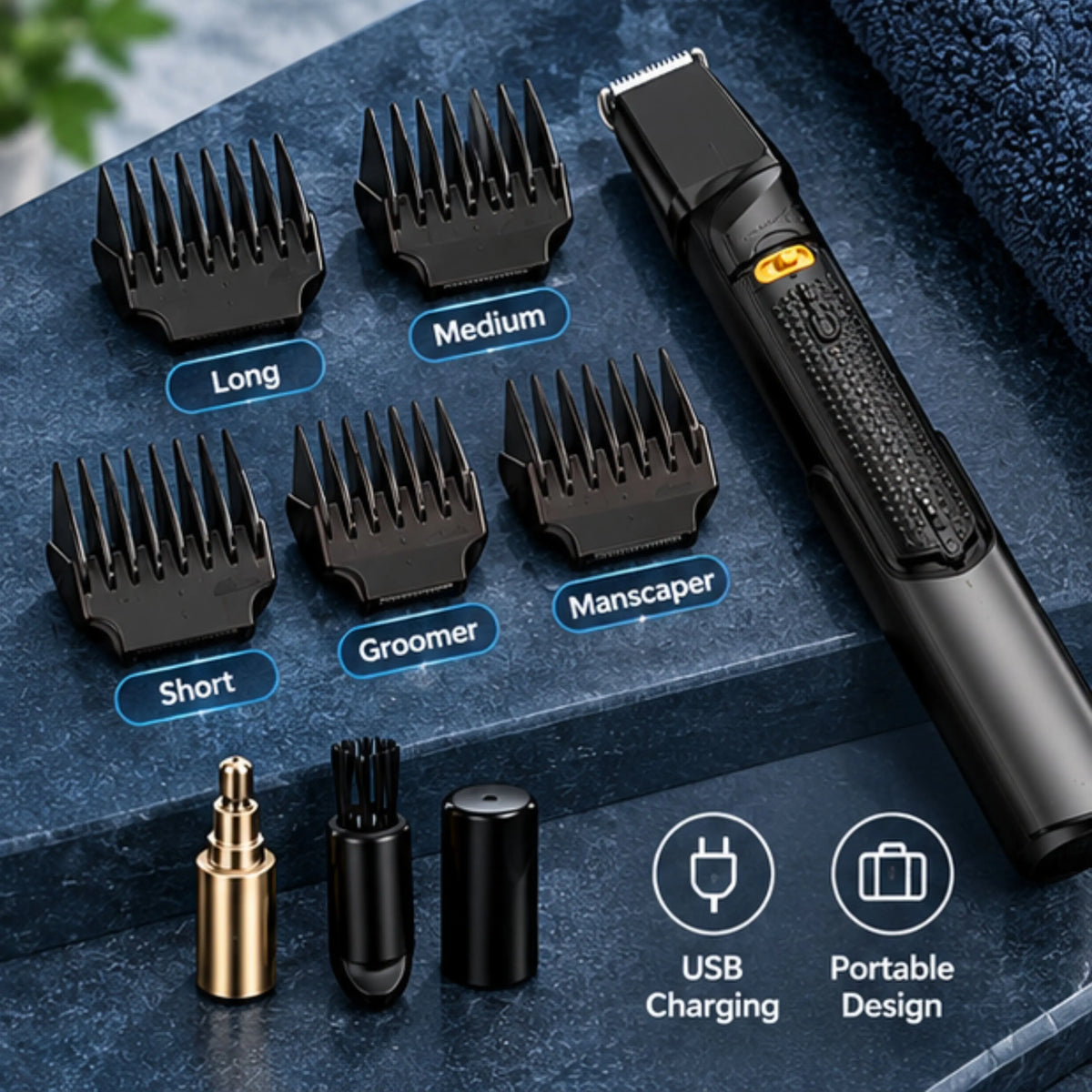 Multifunctional Haircut & Beard Trimmer Tool with 5 Attachments