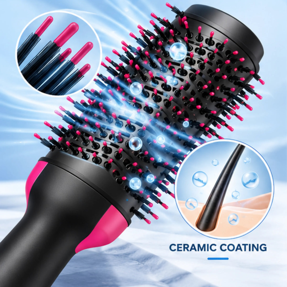Oval Hot Air Brush & Volumizer – 1200W, 3 Heat Settings