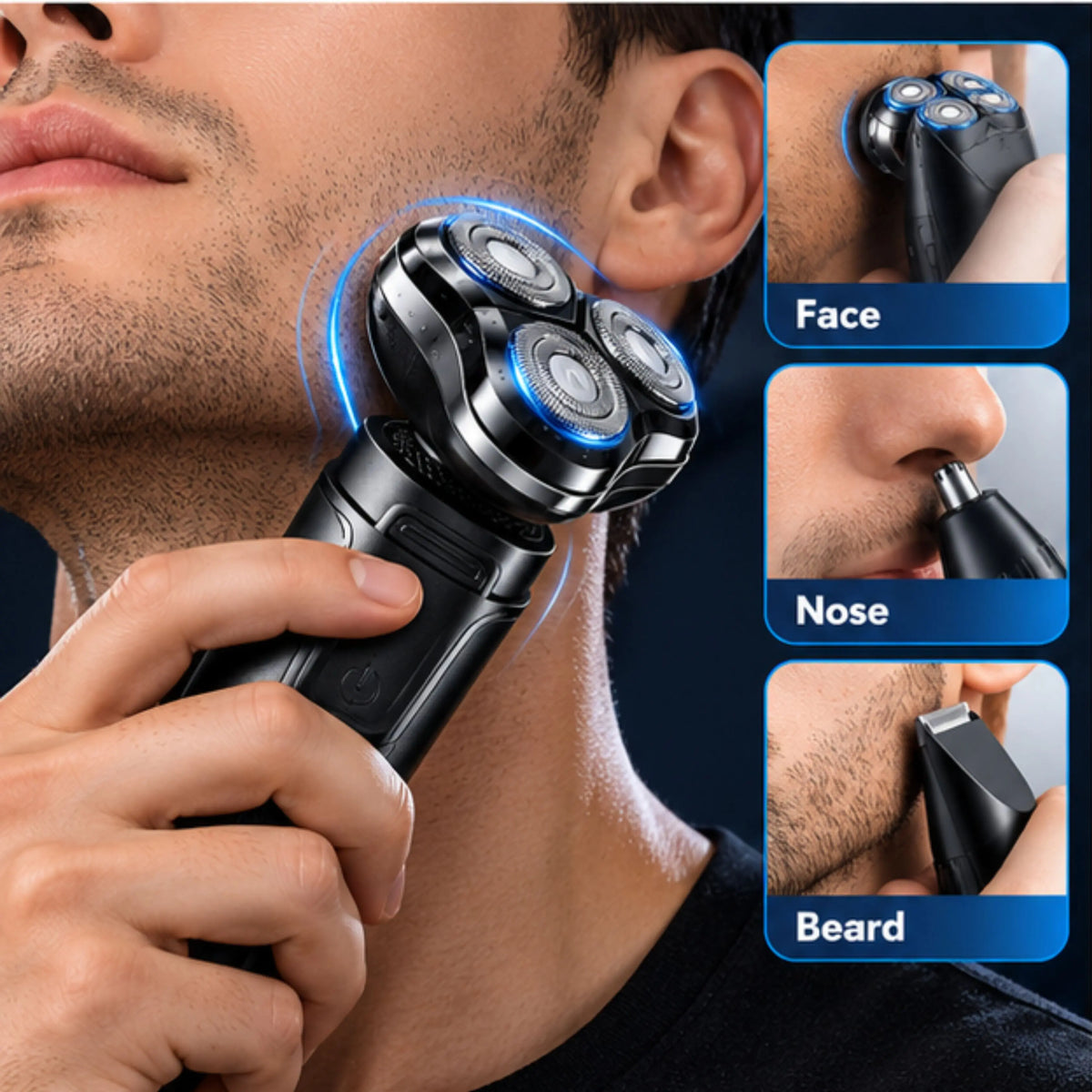 RAF 3-in-1 Rechargeable Shaver with Floating Magnetic Blade