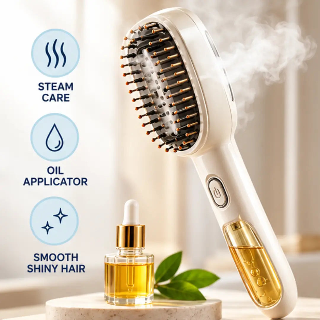 Rechargeable Steam Brush with Oil Chamber – Detangling Comb