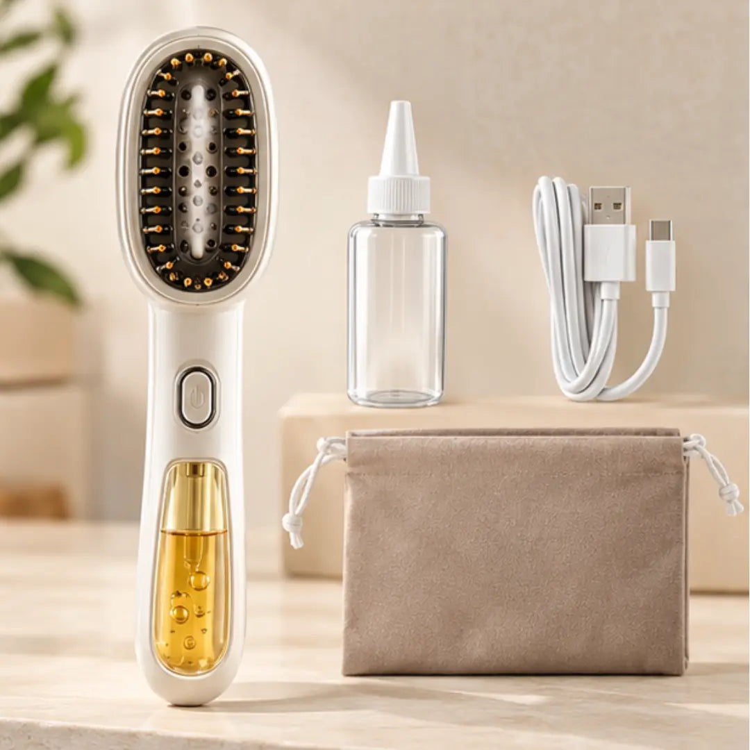 Rechargeable Steam Brush with Oil Chamber – Detangling Comb