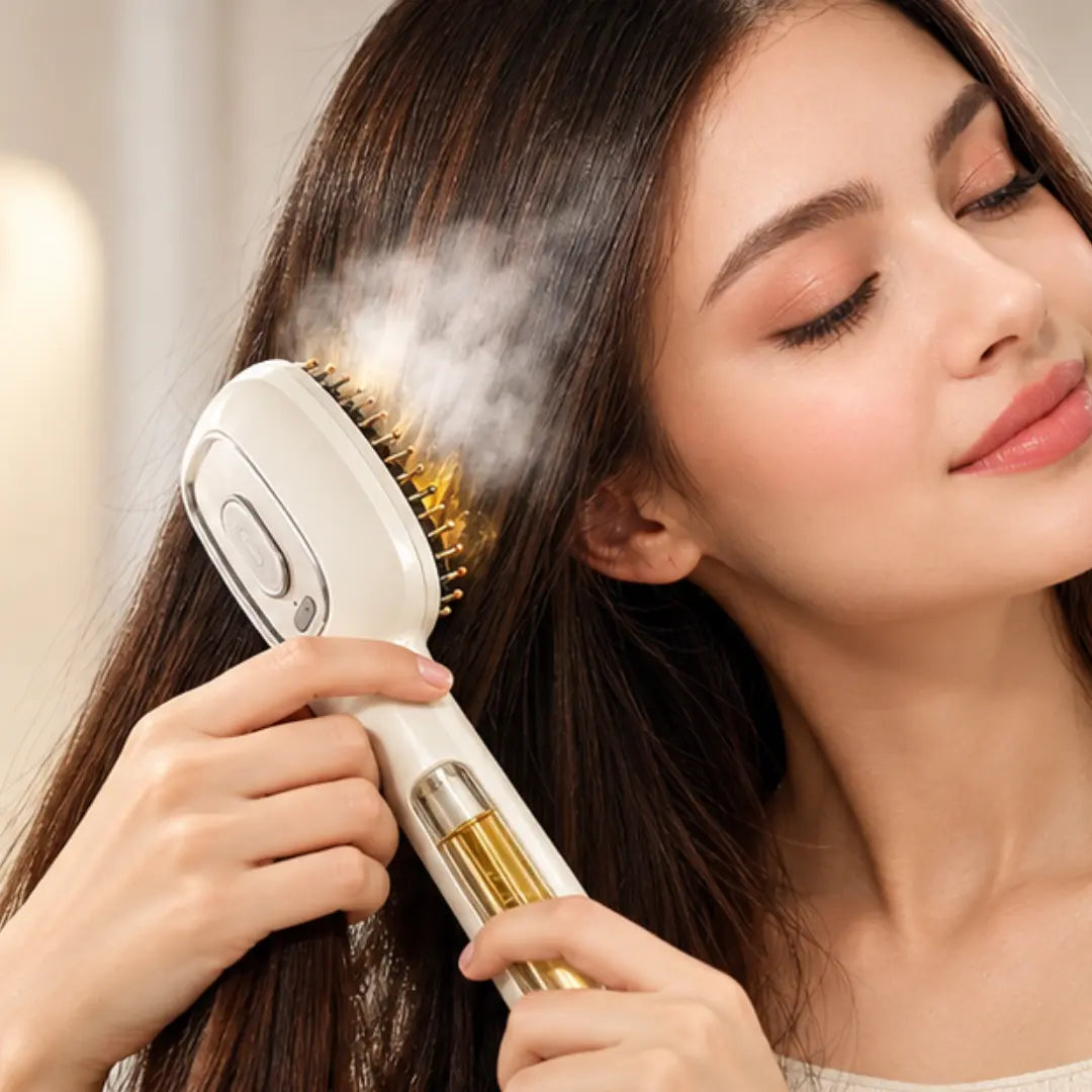 Rechargeable Steam Brush with Oil Chamber – Detangling Comb
