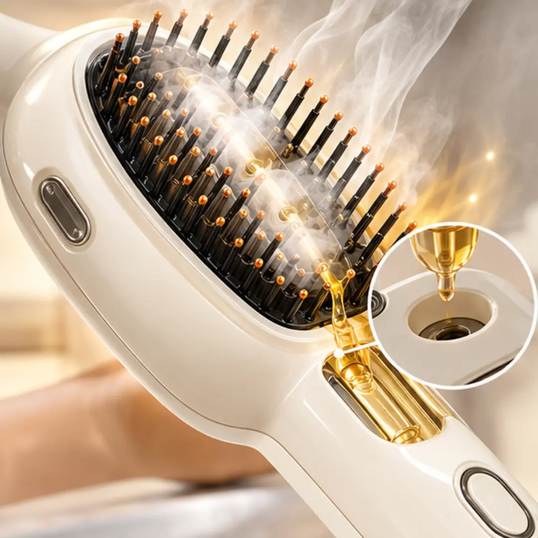 Rechargeable Steam Brush with Oil Chamber – Detangling Comb