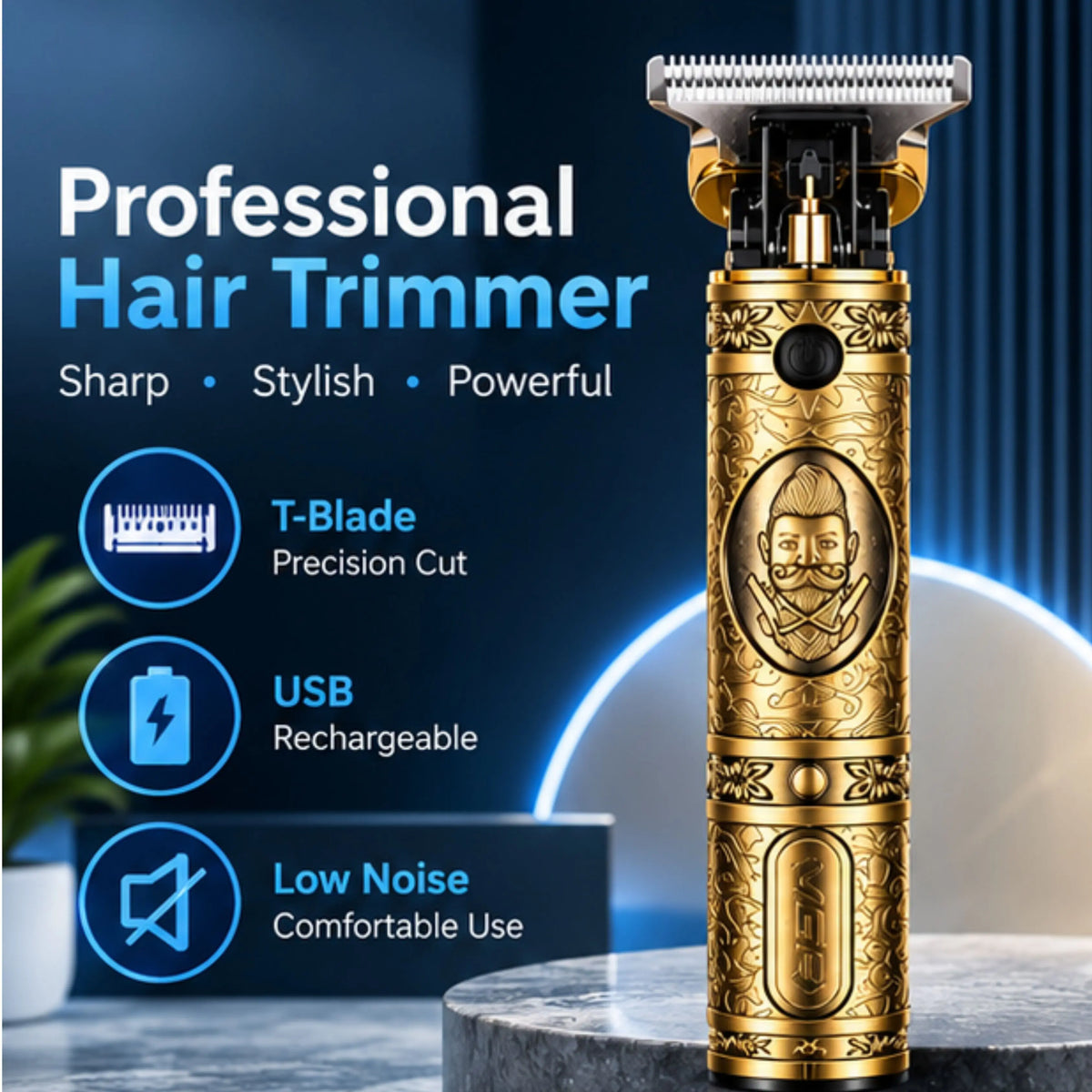 USB Rechargeable T-Blade Hair Trimmer – 1500mAh