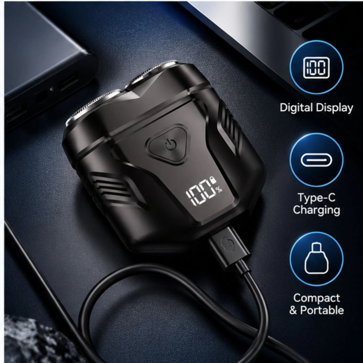 Waterproof Rechargeable Portable Shaver with Display